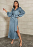 Satin Blue Maxi Dress